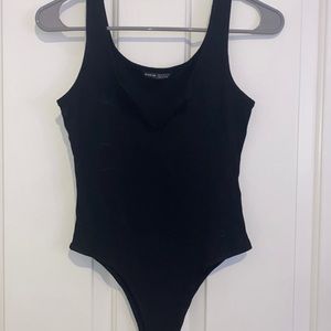 Black Notch neck solid bodysuit